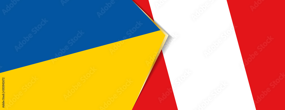 Ukraine and Peru flags, two vector flags. Ukraine and Peru flags, two vector flags.