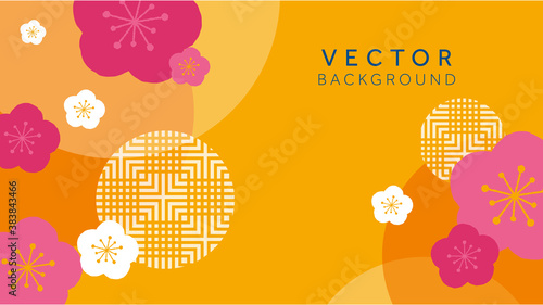 plum blossoms with circles background for banners, presentation slides templates, wallpapers