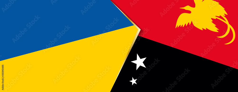 Ukraine and Papua New Guinea flags, two vector flags. Ukraine and Papua New Guinea flags, two vector flags.