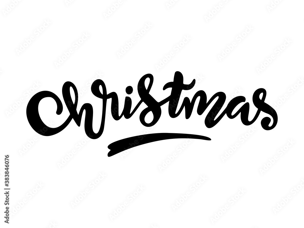 Merry christmas hand drawn lettering banner. Typography emblem. Text calligraphy inscription card design. Winter holiday poster template. Isolated vector illustration Merry christmas hand drawn lettering banner. Typography emblem. Text calligraphy inscription card design. Winter holiday poster template. Isolated vector illustration