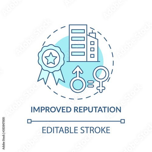Improved reputation concept icon. Gender diversity policy benefits. Working experience improving idea thin line illustration. Vector isolated outline RGB color drawing. Editable stroke