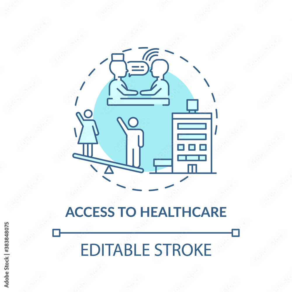 Access to healthcare concept icon. Gender gap criteria. Getting best health care options. Body improvement idea thin line illustration. Vector isolated outline RGB color drawing. Editable stroke