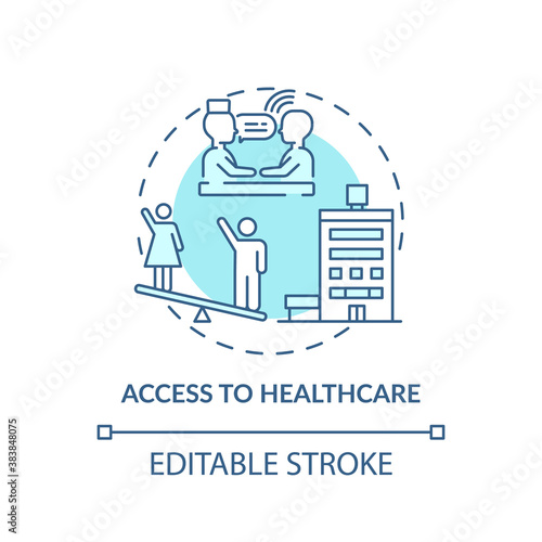 Access to healthcare concept icon. Gender gap criteria. Getting best health care options. Body improvement idea thin line illustration. Vector isolated outline RGB color drawing. Editable stroke
