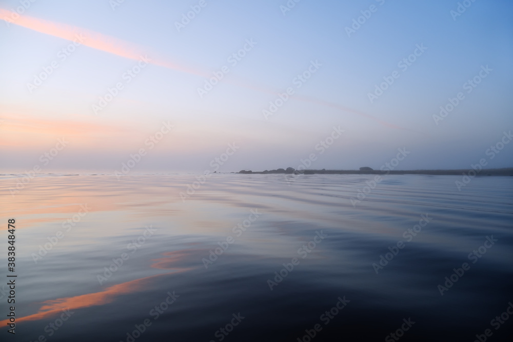 Sunrise on the White Sea in Karelia, Russia