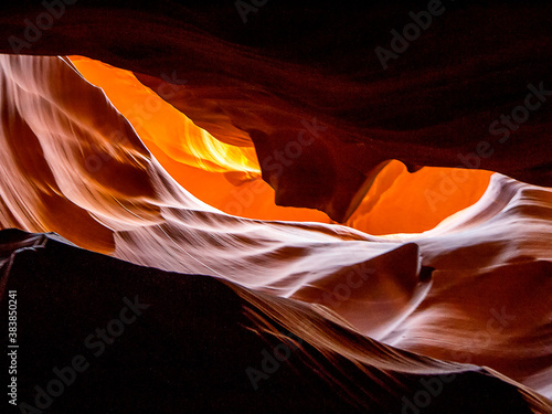 Sandstone interior of lower Antelope Canyon, Navajo Nation Reservation.