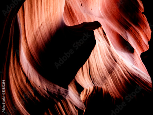 Sandstone interior of lower Antelope Canyon, Navajo Nation Reservation.

