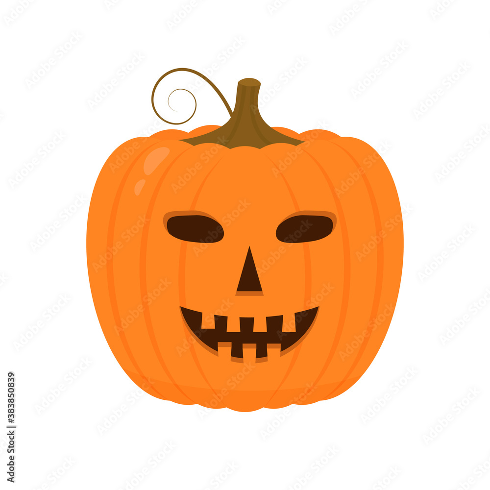 Halloween Pumpkin with smiling face icon isolated on white. Cute cartoon Jack-o -Lantern. Halloween party decorations. Easy to edit vector template. Halloween Pumpkin with smiling face icon isolated on white. Cute cartoon Jack-o -Lantern. Halloween party decorations. Easy to edit vector template.