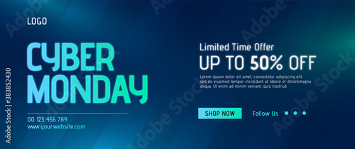 Cyber Monday Sale Banner Design Template, Social Media Network Marketing Promotion Concept