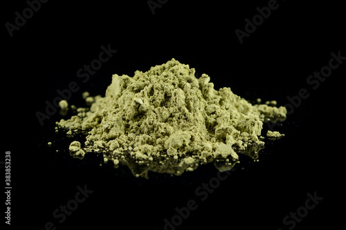 green matcha tea powder isolated