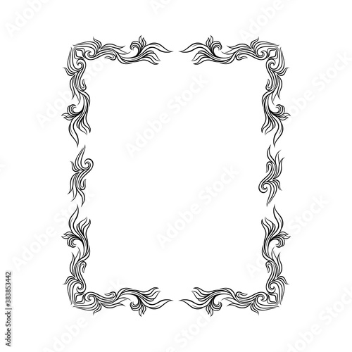 Black Ornate Frame with Filigree Swirls Vector Clipart