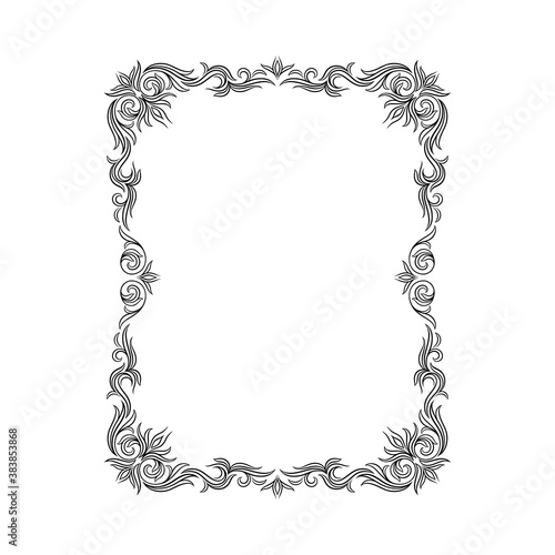 Ornamental Black Frame with Filigree Swirls Vector Clipart