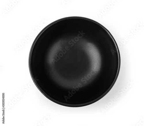  black bowl on white background, top view