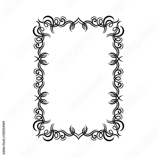 Ornamental Black Frame with Filigree Swirls Vector Clipart