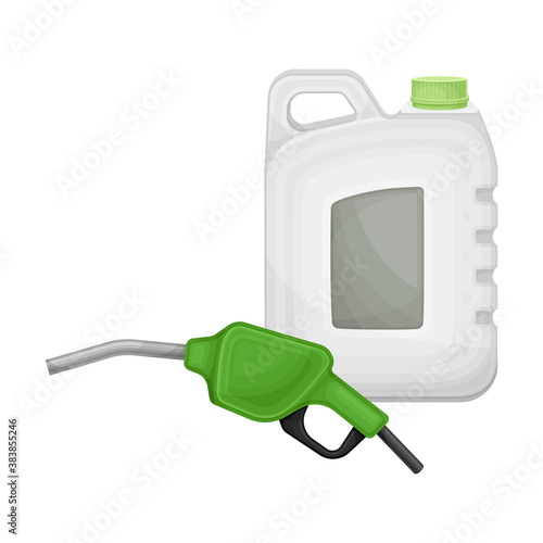 Metal Jerrican of Hemp Fuel Oil or Gasoline Vector Illustration