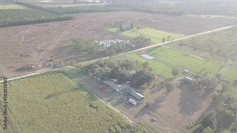 Morning Sunlight Over The Vast Farm In Florida - aerial drone Morning Sunlight Over The Vast Farm In Florida - aerial drone