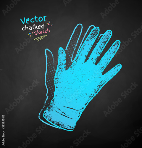 Chalk drawn illustration of rubber gloves
