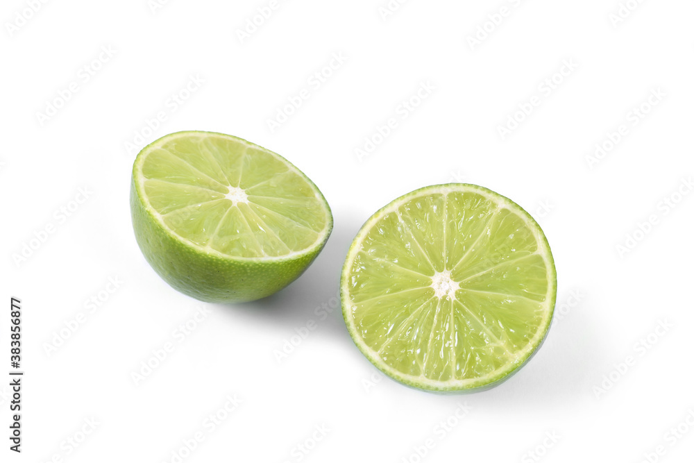 Fresh lime sliced on two on white background Fresh lime sliced on two on white background