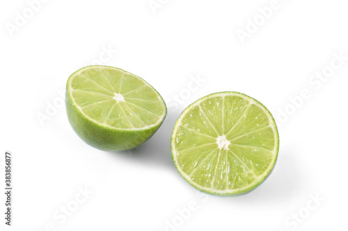 Fresh lime sliced on two on white background