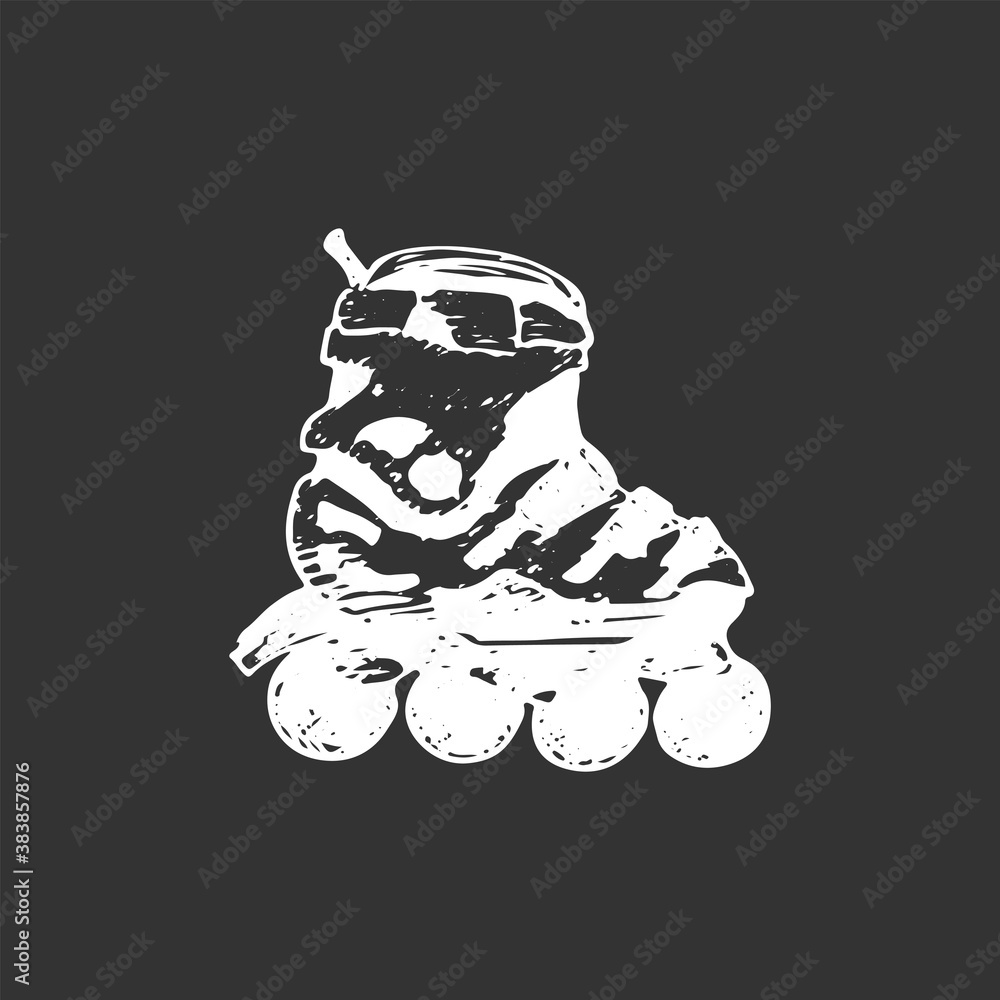 custom made wallpaper toronto digitalRoller skate. Hand-drawn vector sketch illustration isolated on grey background