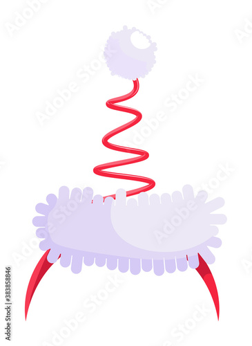 Festive headband with fur ball on spring isolated on white