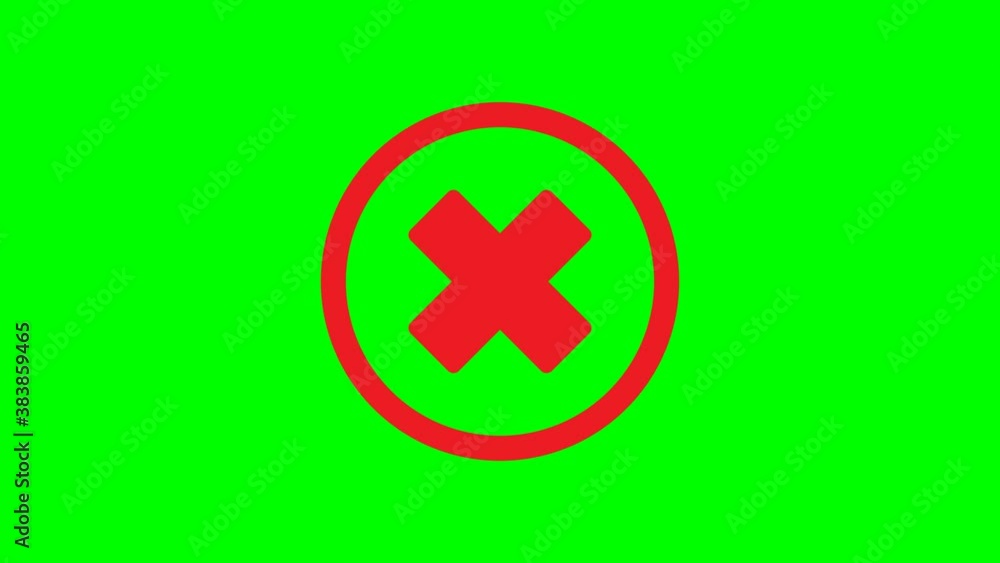red X mark icons. no icon animation 4K video on green background red X mark icons. no icon animation 4K video on green background