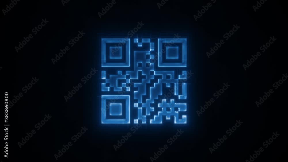 Cyber QR Code Technology Icon Reveal Background Loop/ 4k animation of an abstract cyber technology background with qr code icon reveal