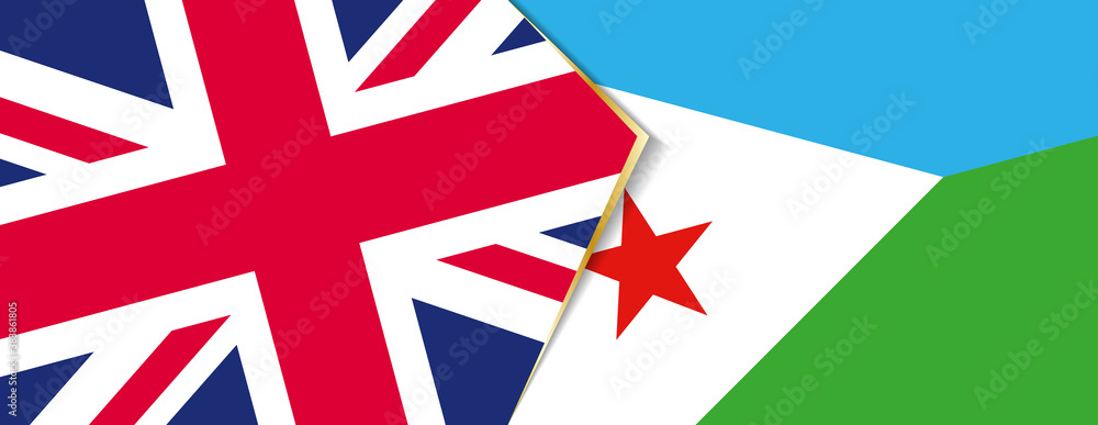 United Kingdom and Djibouti flags, two vector flags.