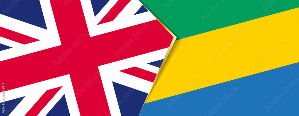 United Kingdom and Gabon flags, two vector flags.