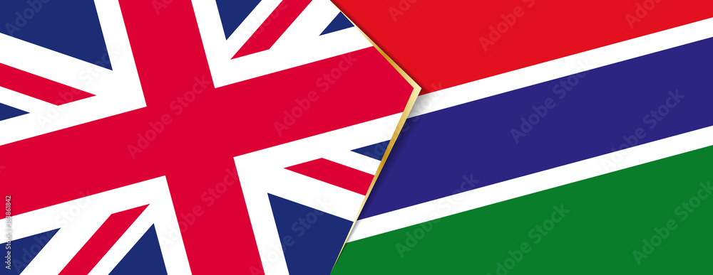 United Kingdom and Gambia flags, two vector flags.