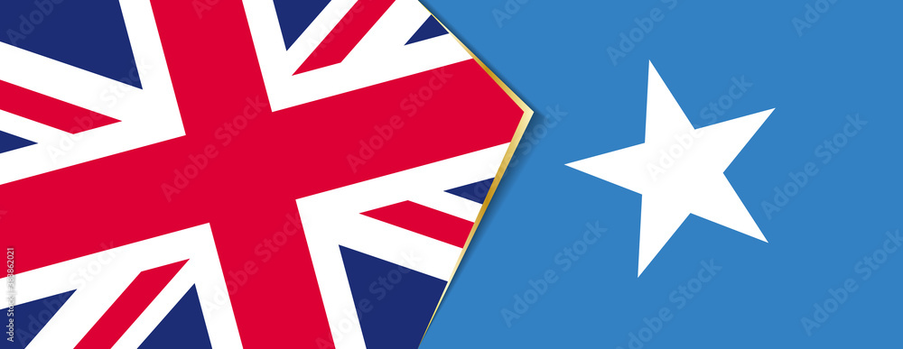 United Kingdom and Somalia flags, two vector flags.