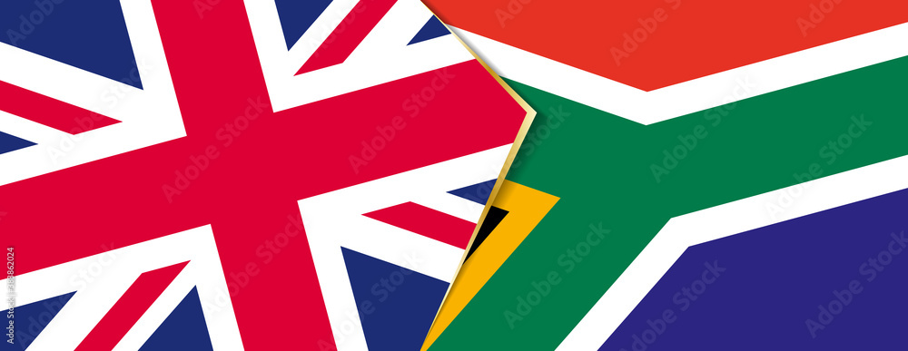 United Kingdom and South Africa flags, two vector flags.