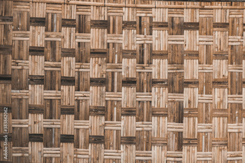 Woven bamboo wall or Indonesian Gedek, Traditonal wall house.