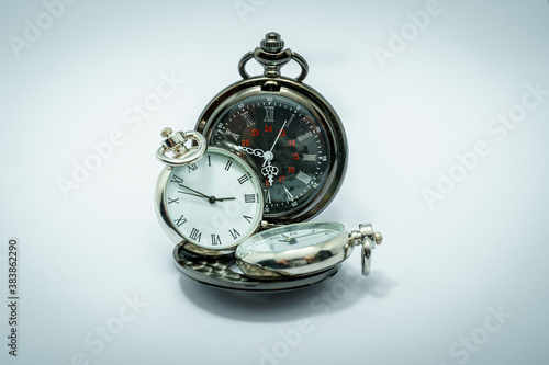 Space-time concept. Pocket watches
