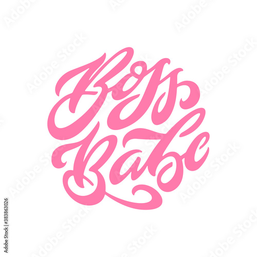 Boss Babe quote hand drawn calligraphy. Typographical design element for t-shirt prints, mugs, posters, stickers. Vector vintage lettering illustration.