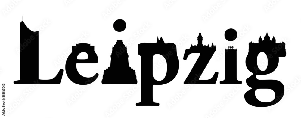 Skyline Leipzig – Umrisse als Vektorgrafik (Silhouette)