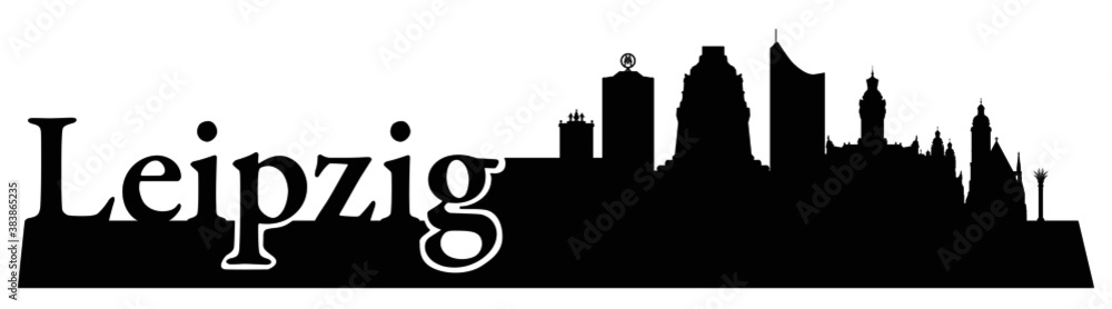 Skyline Leipzig – Umrisse als Vektorgrafik (Silhouette)