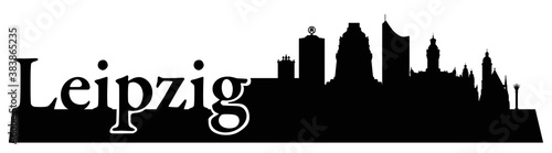 Obraz na płótnie Skyline Leipzig – Umrisse als Vektorgrafik (Silhouette) w salonie
