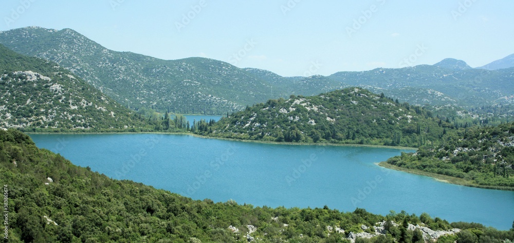 wide view over lake Bacina near the Neretva delta, Croatia