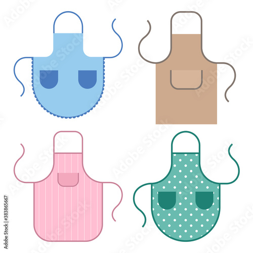 Vector set of isolated aprons. Flat graphics.