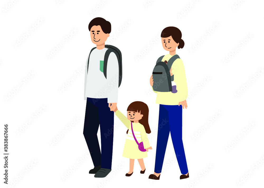おでかけする4人家族 おでかけする4人家族