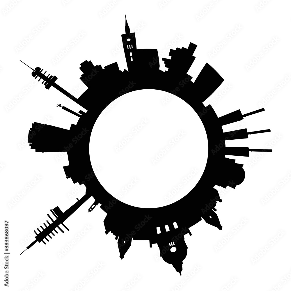 Skyline Hannover als runde Vektor Grafik