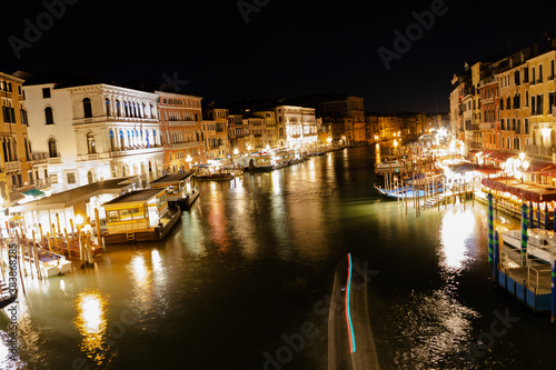 A beautiful night time view of the Grand Canal from the Rialto Bridge