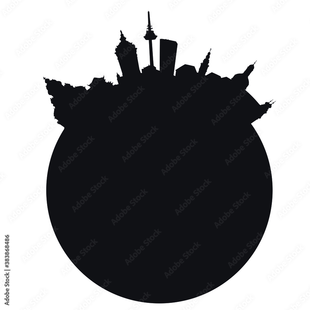 Skyline von Mannheim als Umriss Grafik