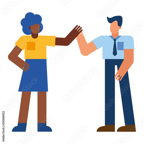 Couple of black woman and man holding hands vector design