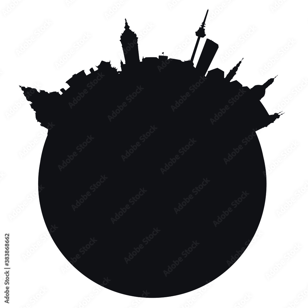 Skyline Mannheim – Umrisse als runde Vektor Grafik