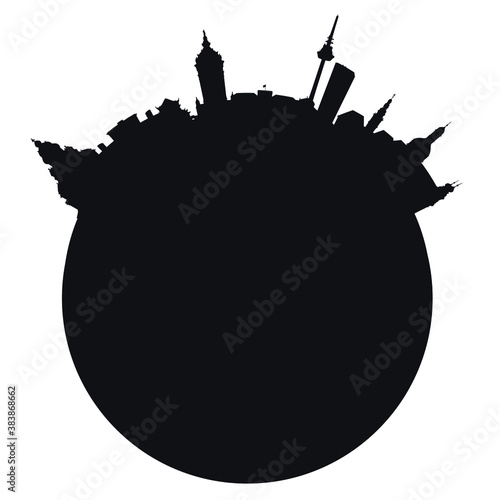 Obraz na płótnie Skyline Mannheim – Umrisse als runde Vektor Grafik w salonie