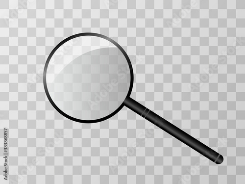 Vector illustration of glass. Magnifying lens on a transparent background.