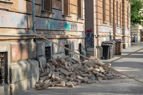 Earthquake damage from old buildings in Zagreb