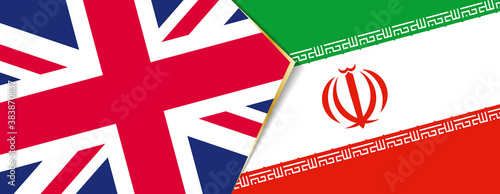 United Kingdom and Iran flags, two vector flags.