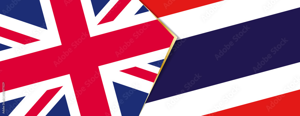 United Kingdom and Thailand flags, two vector flags.